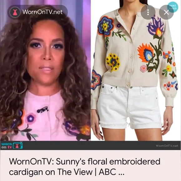 Alice + Olivia Lelia Floral Embroidered Cardigan Sweater Top - Picture 8 of 16